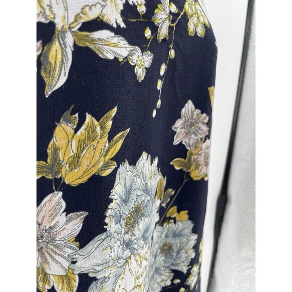 H&M Women's Blue Floral Shift Dress Split Neck  Boho Flaws See Photos Size 10 - Picture 8 of 15